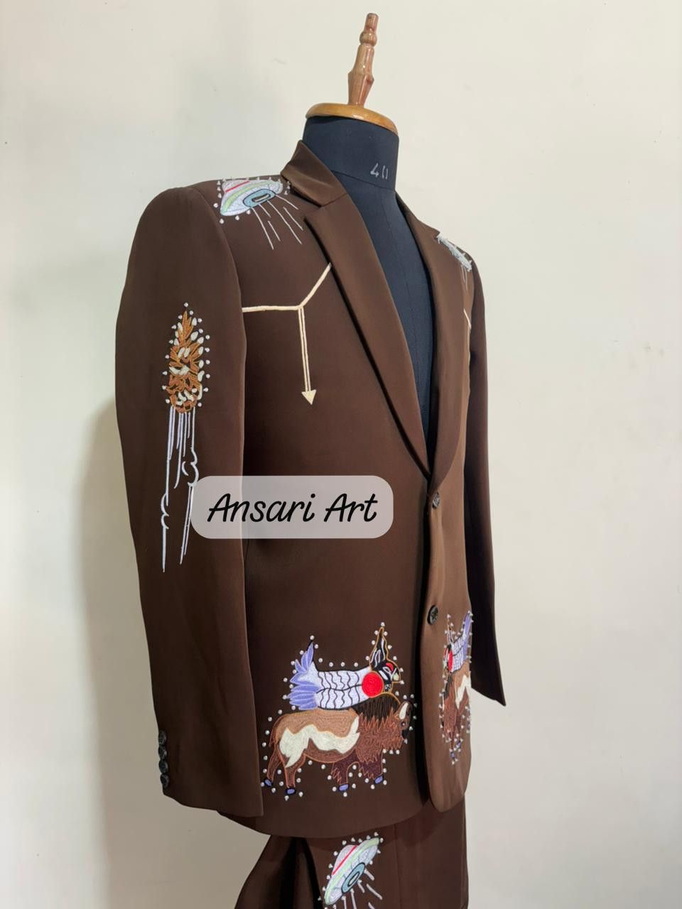 Other Men 2PC Customized Bull space embroidery cocktail western Size 46S - 1 Thumbnail