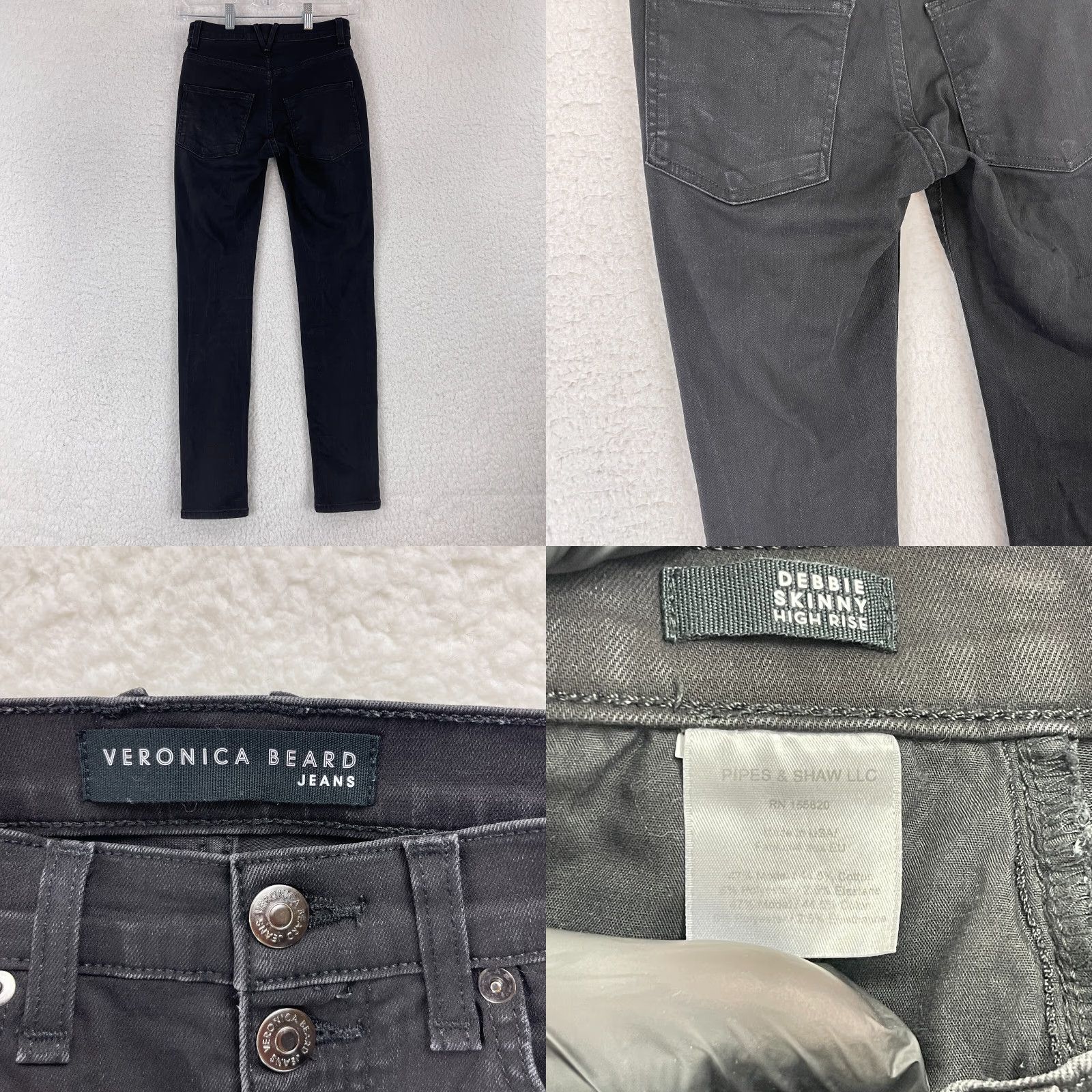 Veronica Beard VERONICA BEARD Debbie Skinny High-Rise Jeans Womens Size 25 Black Denim Mid-Rise Jeans Size 42" / US 20 - 9 Thumbnail