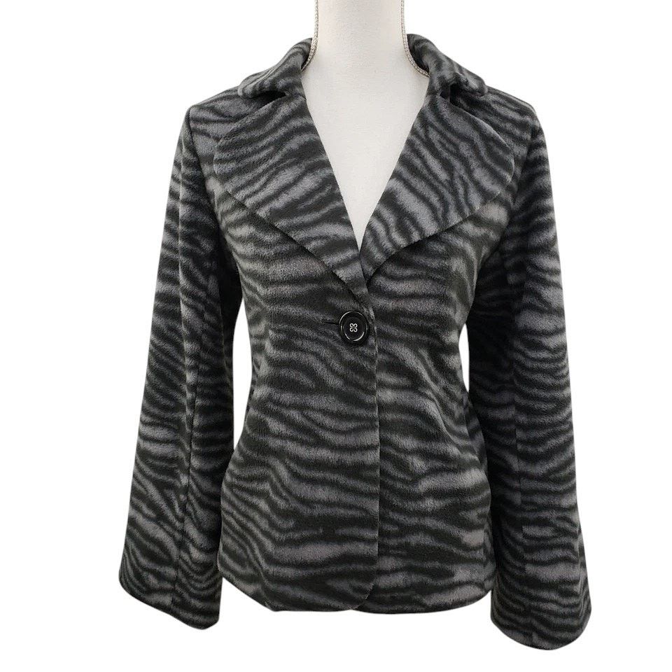 Other Susan Graver Animal Print Fleece Jacket Oversized Notch Coll Size XS / US 0-2 / IT 36-38 - 2 Thumbnail