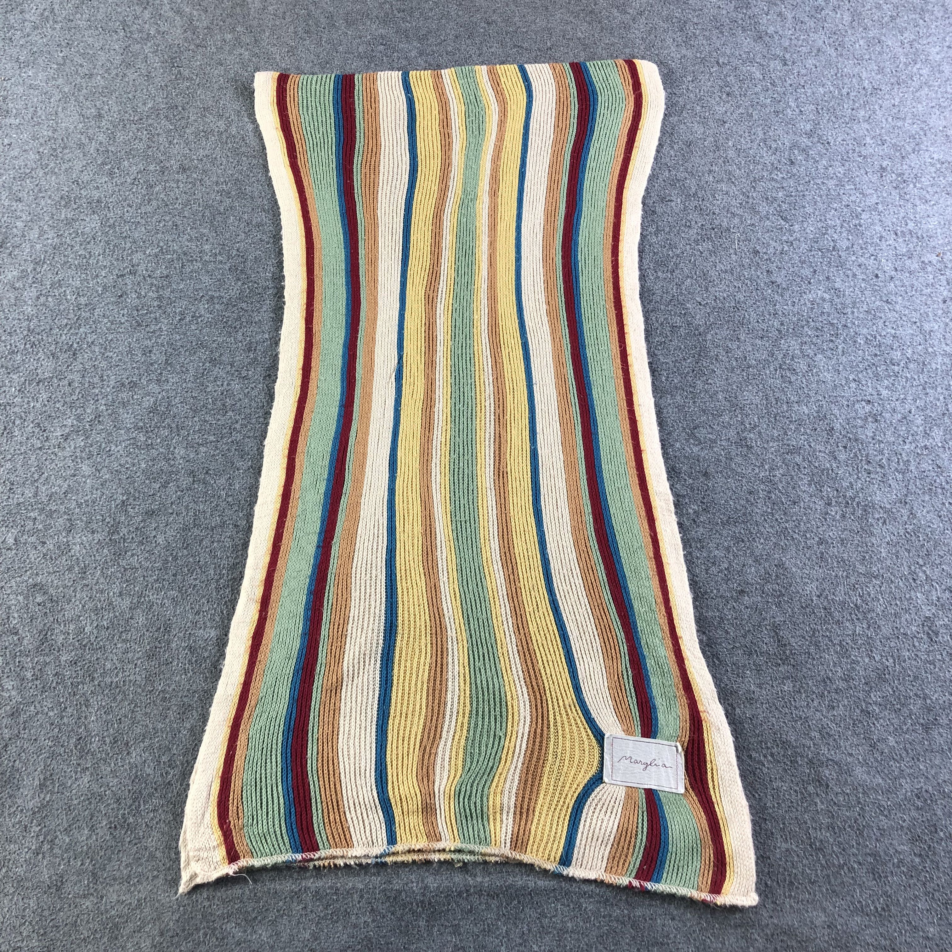 Vintage Marylia Striped Knit Wool Scarf Muffler V1884 Size ONE SIZE - 2 Thumbnail