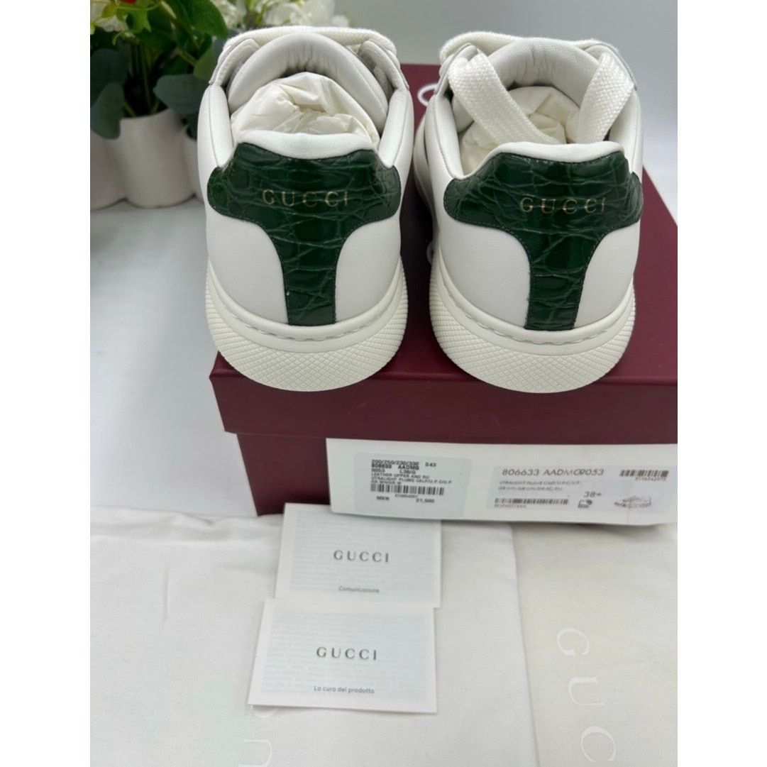 Gucci Women's Gucci leather web stripe ace sneakers size 38.5 Size US 8.5 / IT 38.5 - 7 Thumbnail
