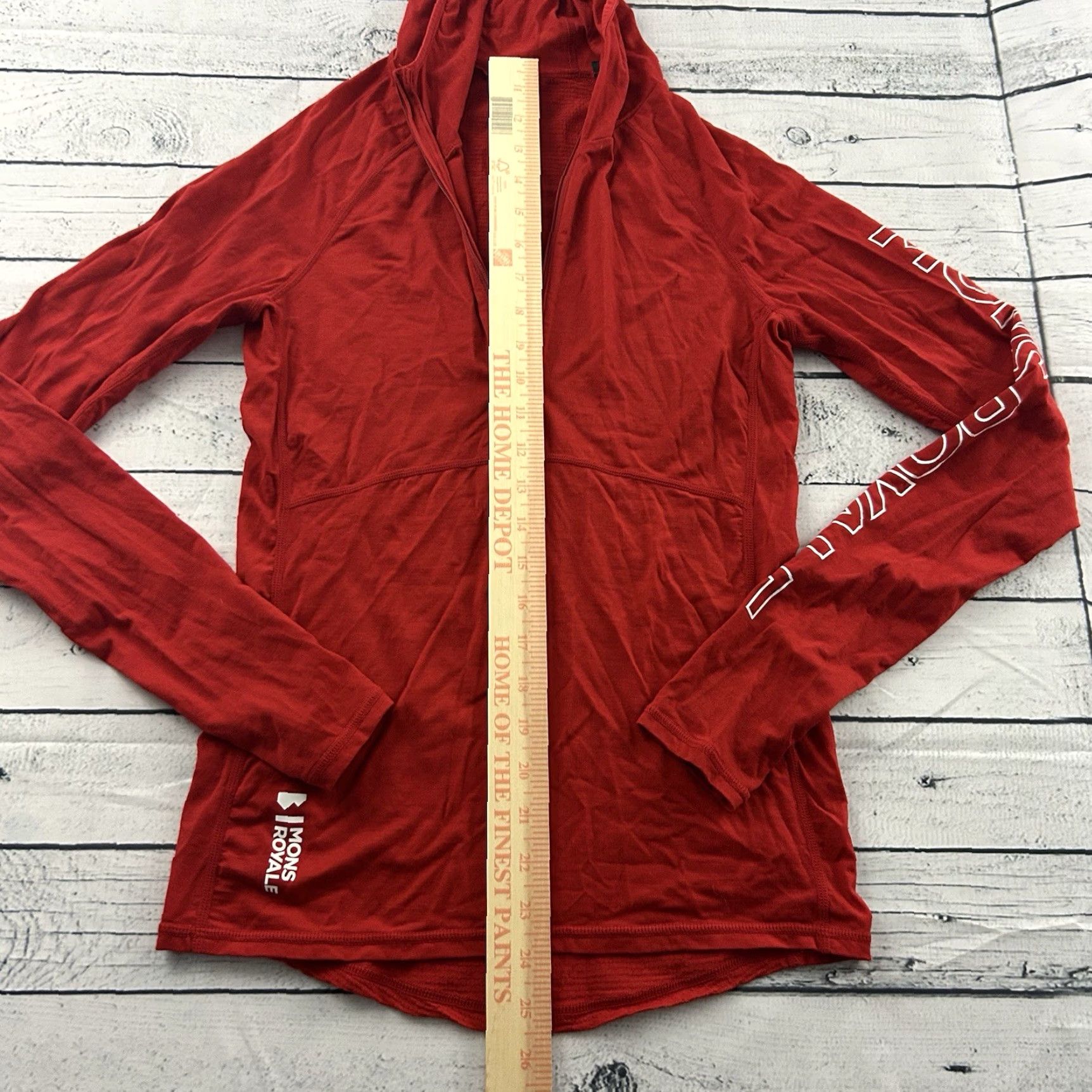 Vintage Mons Royal Red Hooded Long Sleeve Wool Shirt Womens Small 1/4 Zip Merino Air-Con Size S / US 4 / IT 40 - 4 Thumbnail