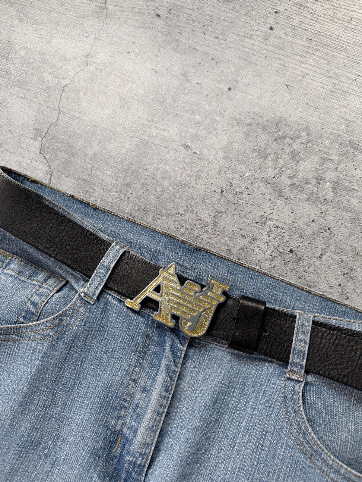 Armani Armani Jeans Leather Black Belt Rare Vintage Size ONE SIZE - 3 Thumbnail