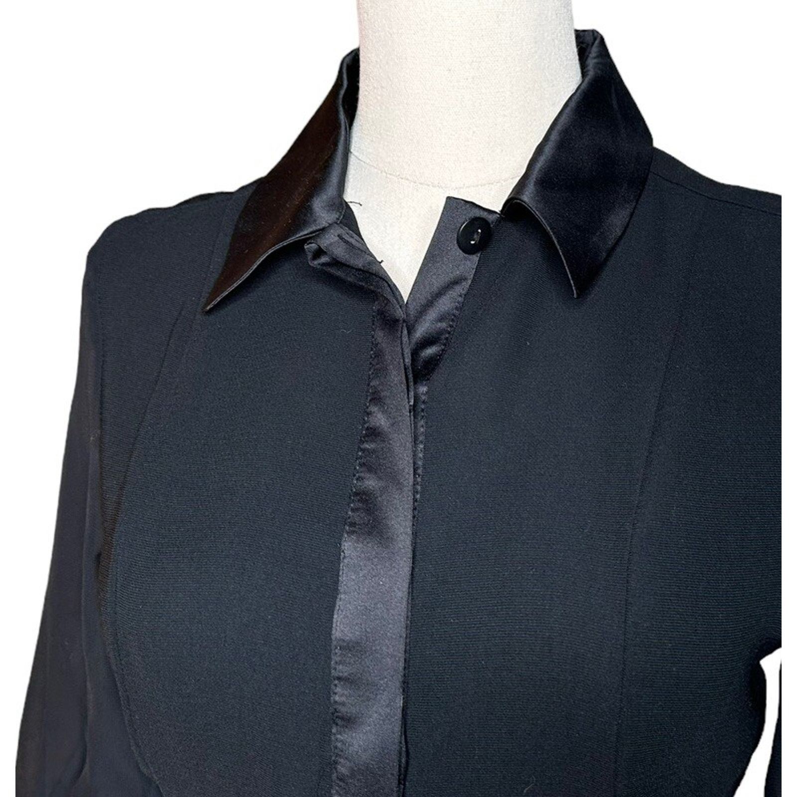 Other Jonathan Saunders Tuxedo Dress Black Chiffon Collared Size 5 Size XS / US 0-2 / IT 36-38 - 2 Thumbnail