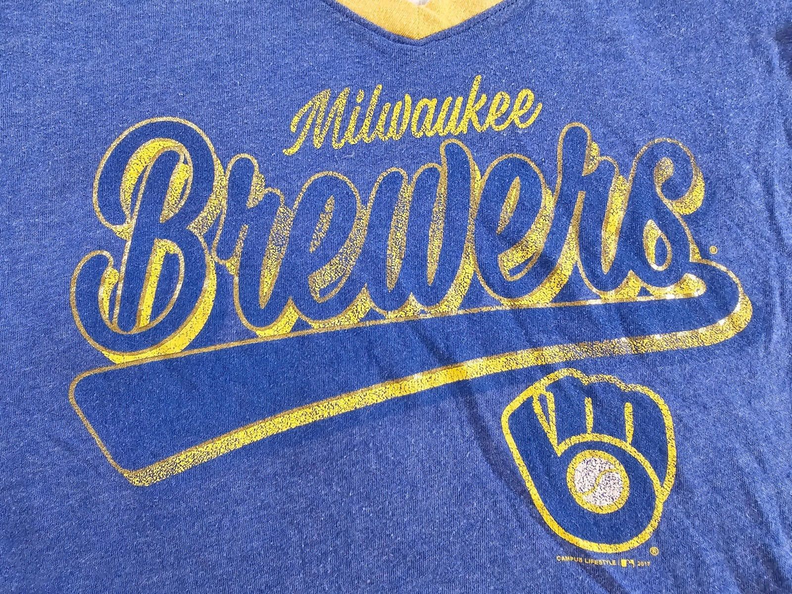 Designer Milwaukee Brewers Campus Lifestyle V Neck Women's S MLB Size ONE SIZE - 2 Thumbnail