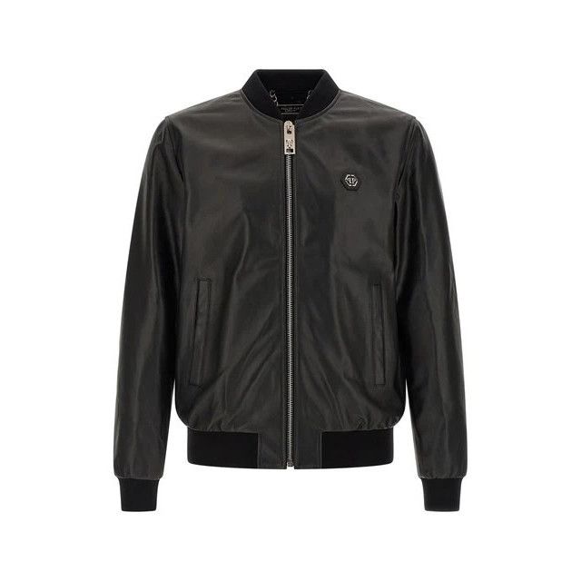 Philipp Plein PHILIPP PLEIN Billy Black Leather Bomber Jacket New & Authen Size US XL / EU 56 / 4 - 1 Thumbnail