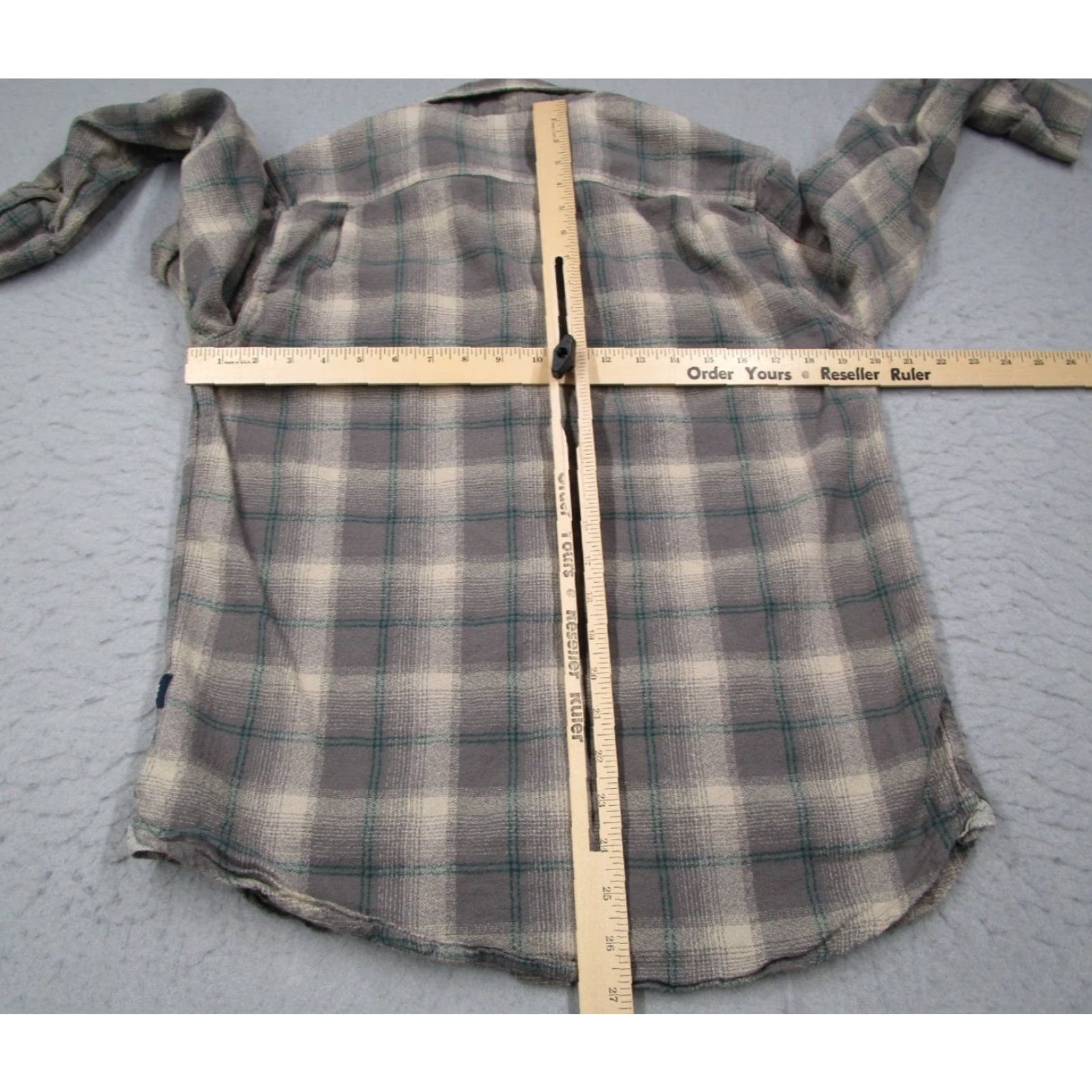 Roark VINTAGE Roark Revival Men's Button-Up Shirt Long Sleeve Cotton Flannel Check Fall Spring Summer Winter Gray Large Size US L / EU 52-54 / 3 - 6 Thumbnail