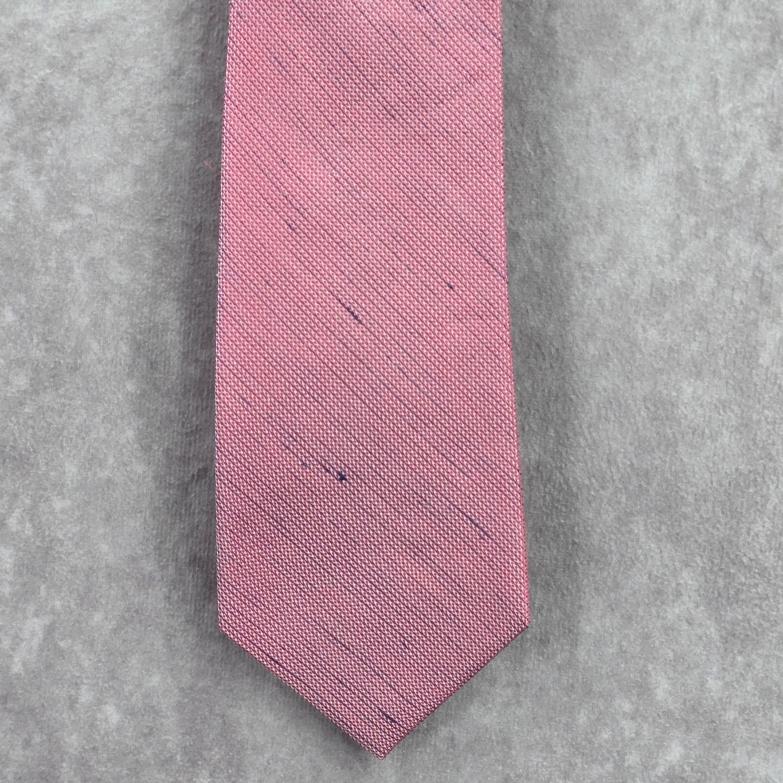 Calvin Klein Calvin Klein Pink Blue Stripe Repp Silk Linen Men's Neck Tie Size 30 - 1 Thumbnail