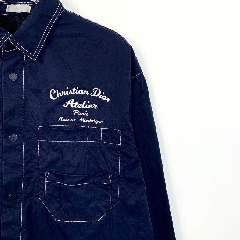 Dior Dior Size 41 22 dark blue letter embroidered lapel long-sle Size US XXS / EU 40 - 3 Thumbnail