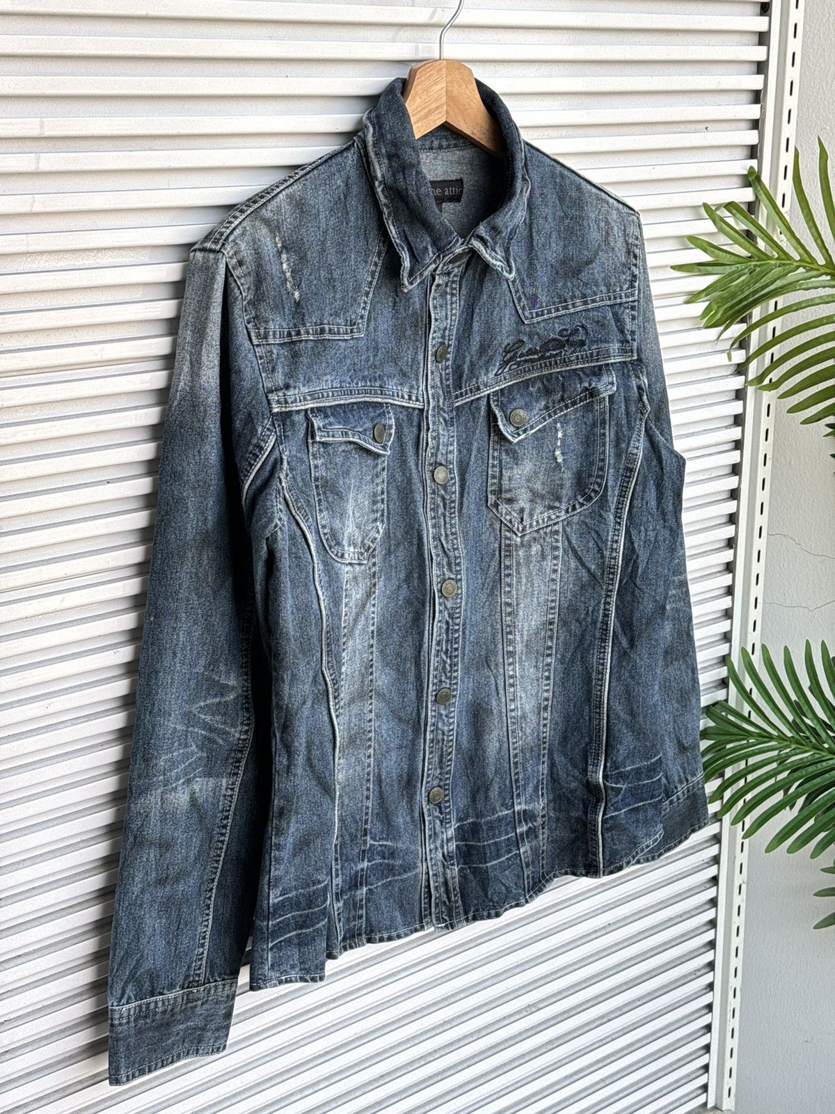 In The Attic × Japanese Brand × Vintage Vintage In The Attic Tactical Button Denim Jacket Size US L / EU 52-54 / 3 - 1 Thumbnail