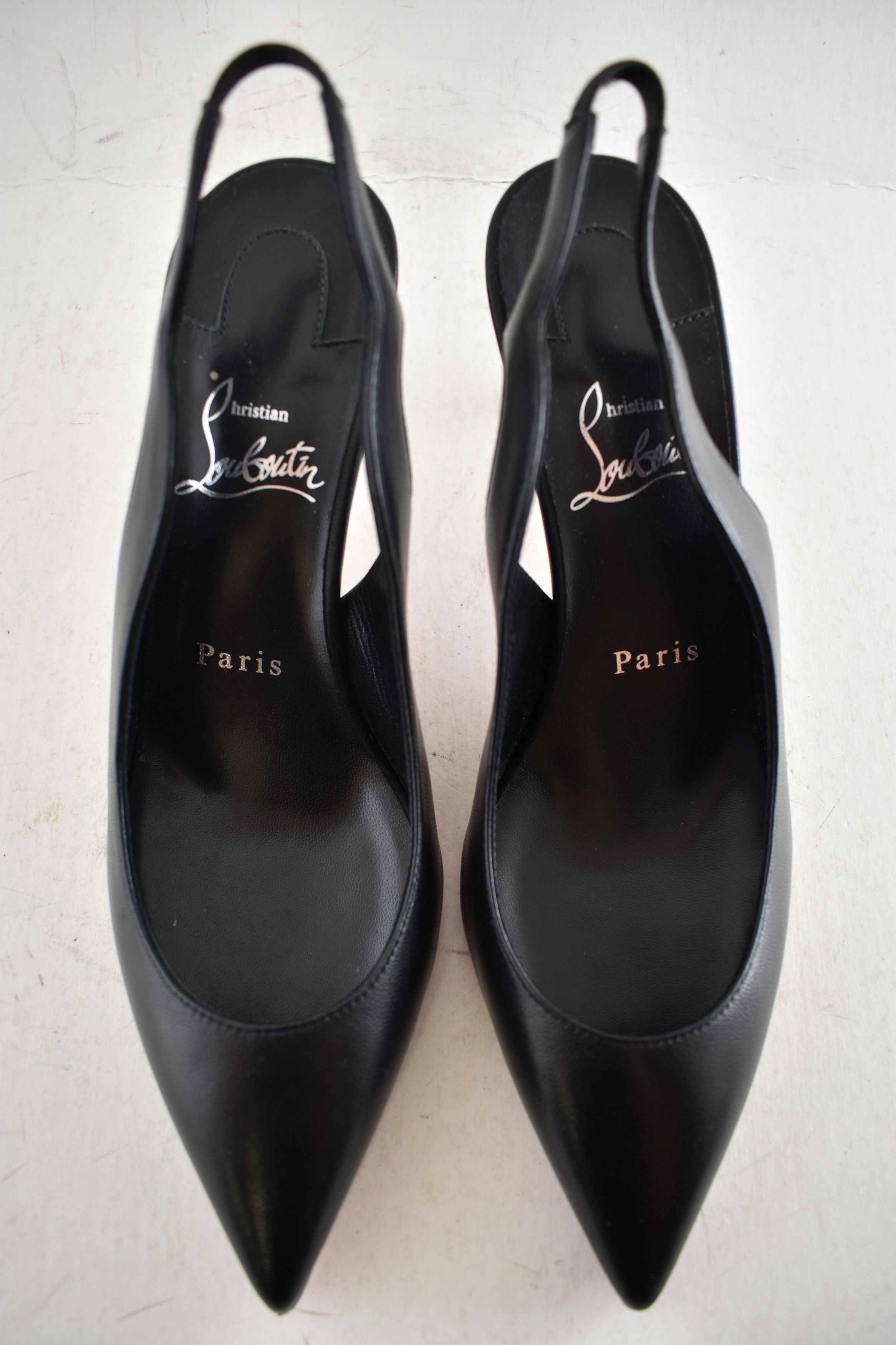 Christian Louboutin Hot Chick Sling 70 Black Nappa Leather Low Heel Pump 36.5 Size US 6.5 / IT 36.5 - 9 Thumbnail