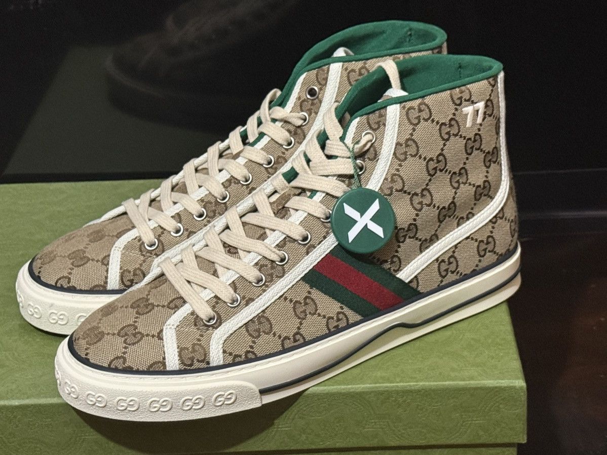 Gucci GUCCI BEIGE PRINT GG SNEAKERS-SIZE 10 - CANVAS HIGH TOP 🎁💎 Size US 10 / EU 43 - 3 Thumbnail