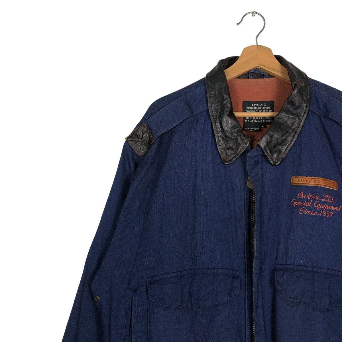 Avirex 🔥VTG 80’s BRIEFING TIME AVIREX BOMBER JACKET LEATHER COLLAR Size US M / EU 48-50 / 2 - 10 Thumbnail