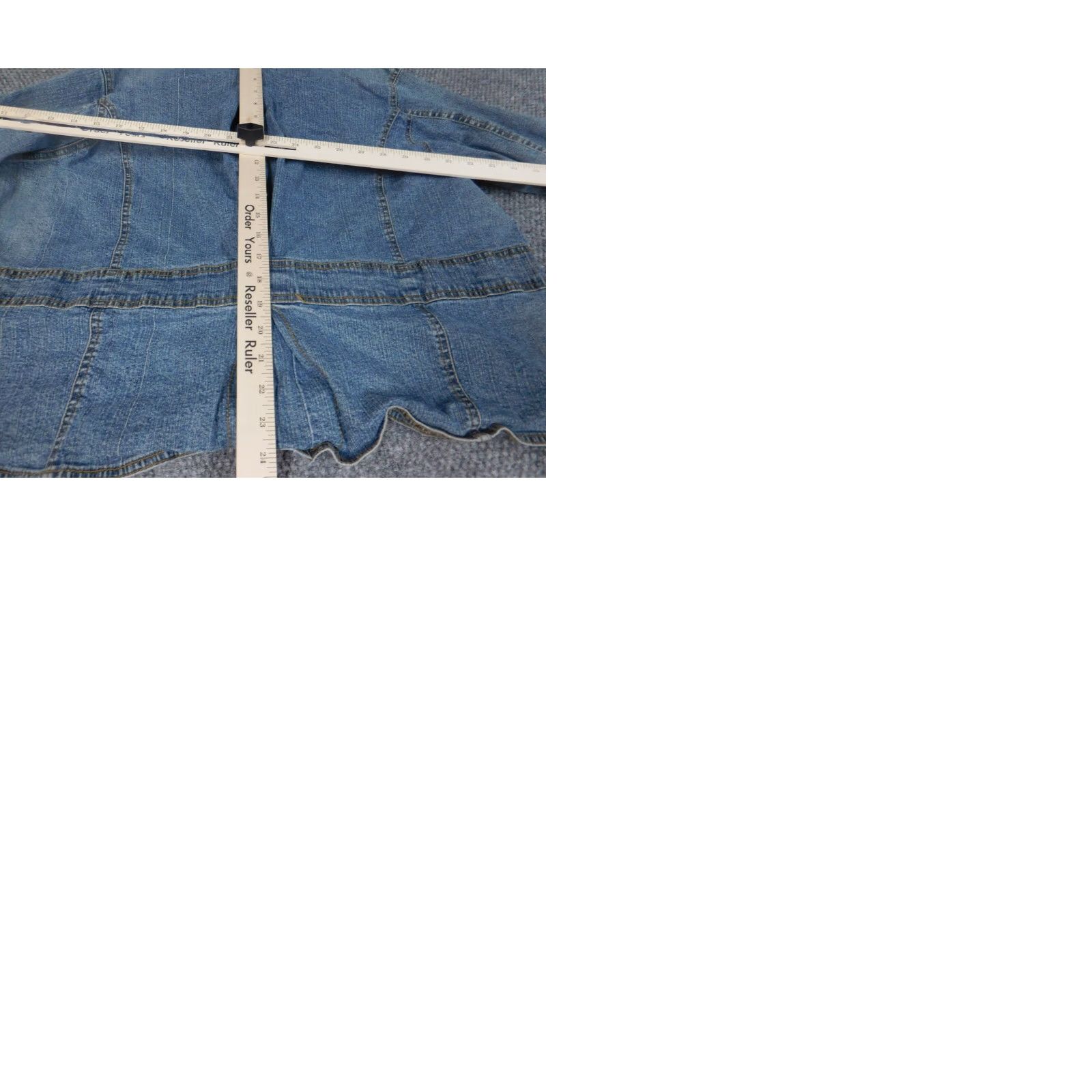 Denime Rodeo Jacket Womens 10 Blue Denim Button Long Sleeve Collared Embroidered Casual Basic Solid Mid-Length Jacket Coat Womens Size 32" / US 10 / IT 46 - 9 Thumbnail