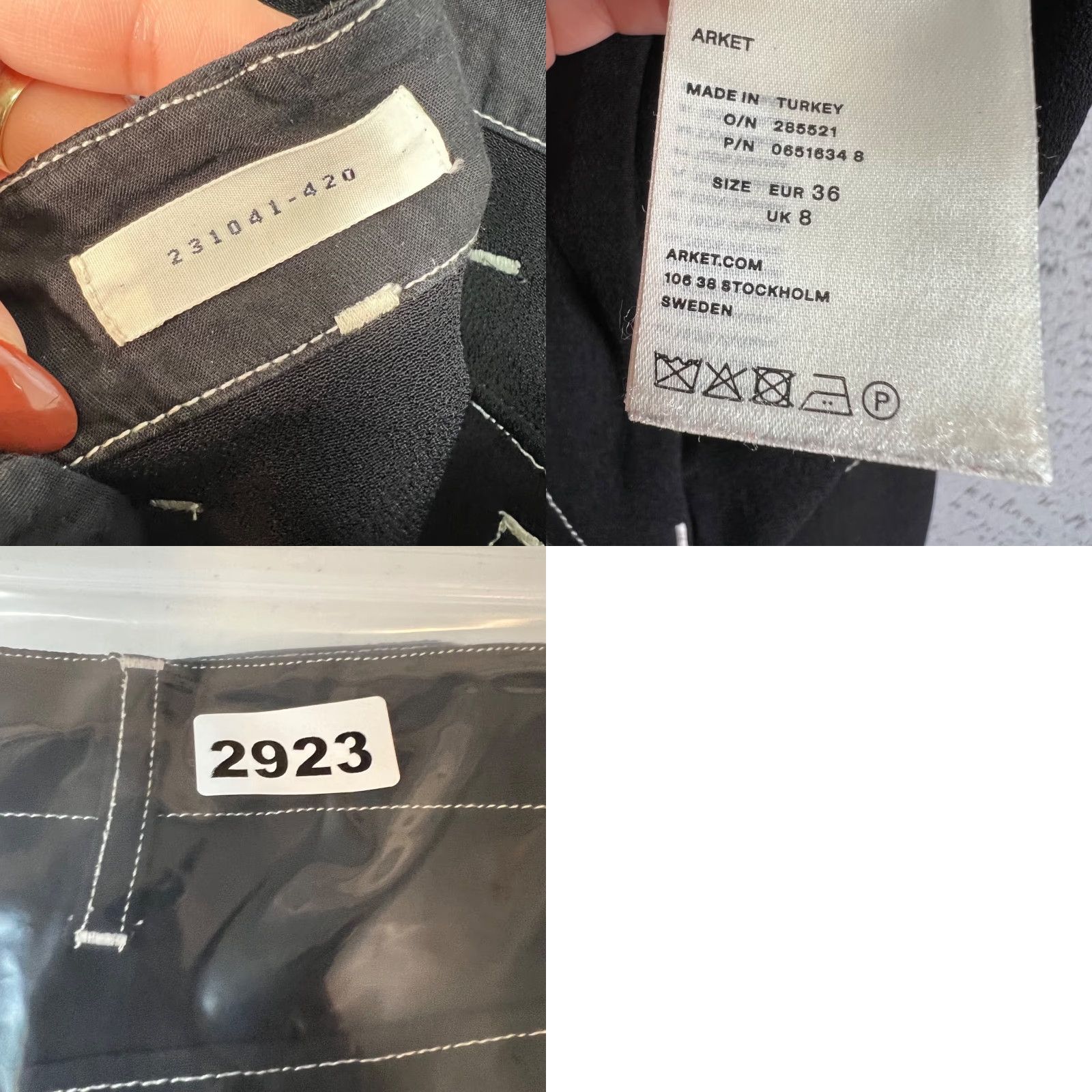 Arket Arket Black High-Waisted Trousers With Contrast Stitching Womens 36 Pants Wide-Leg Spring Summer Adults Womens Size 25" / US 0 / IT 36 - 9 Thumbnail