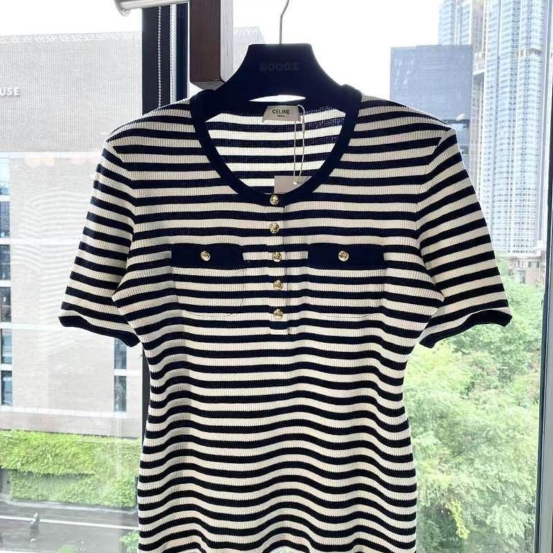 Celine CELINE Striped Button Up T-Shirt Size M Size M / US 6-8 / IT 42-44 - 1 Thumbnail