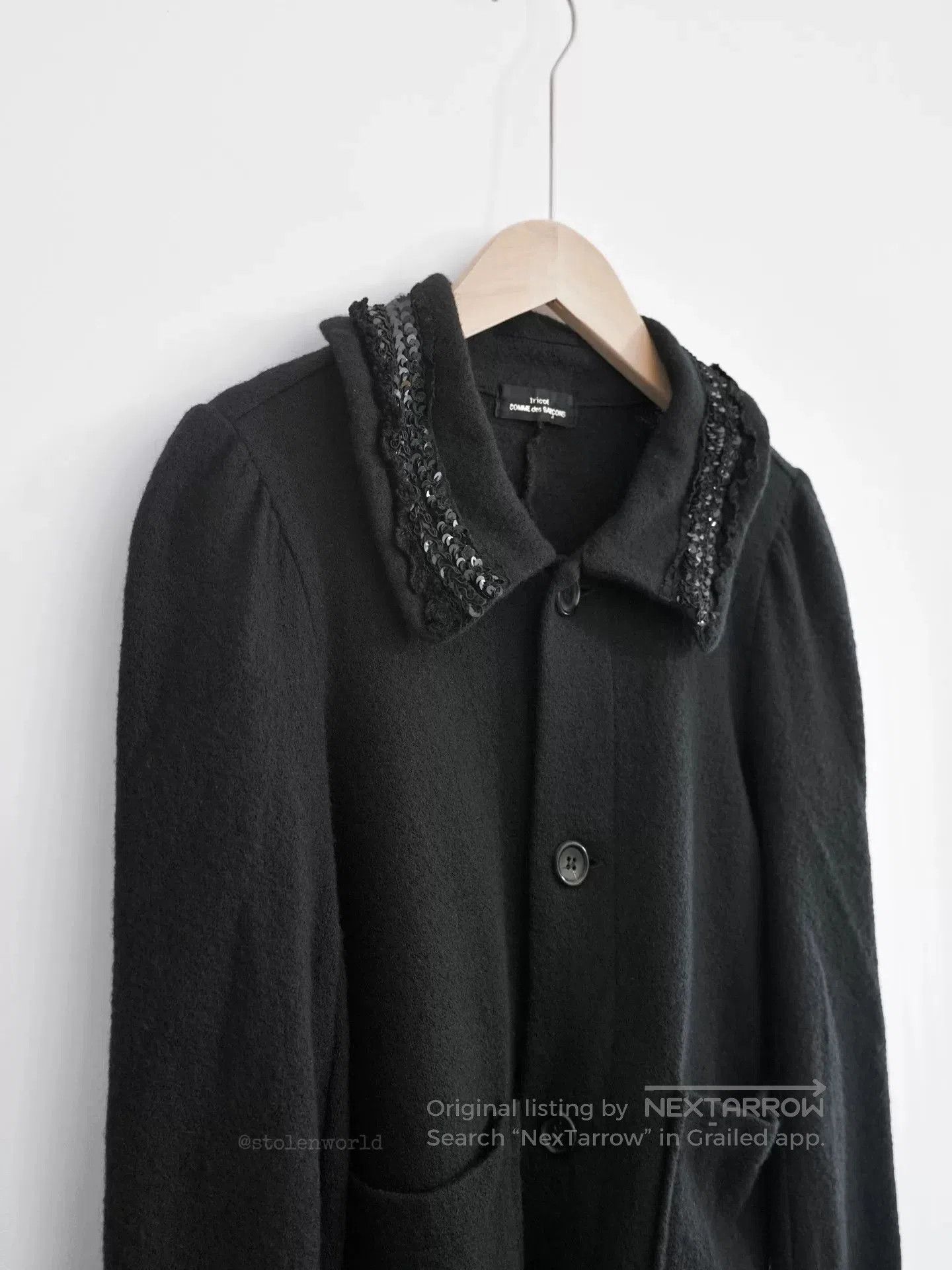 Comme des Garcons Girl Black Wool Jacket with Sequin Detail. Size M / US 6-8 / IT 42-44 - 7 Thumbnail
