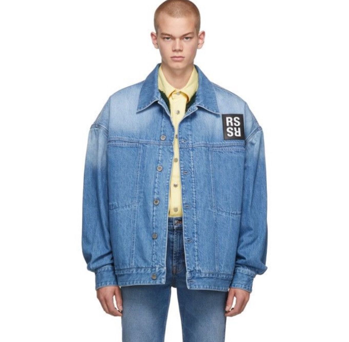 Raf Simons Raf Simons Big Fit Denim Green Faux Fur Lined Jacket Sunfade Size US S / EU 44-46 / 1 - 2 Thumbnail