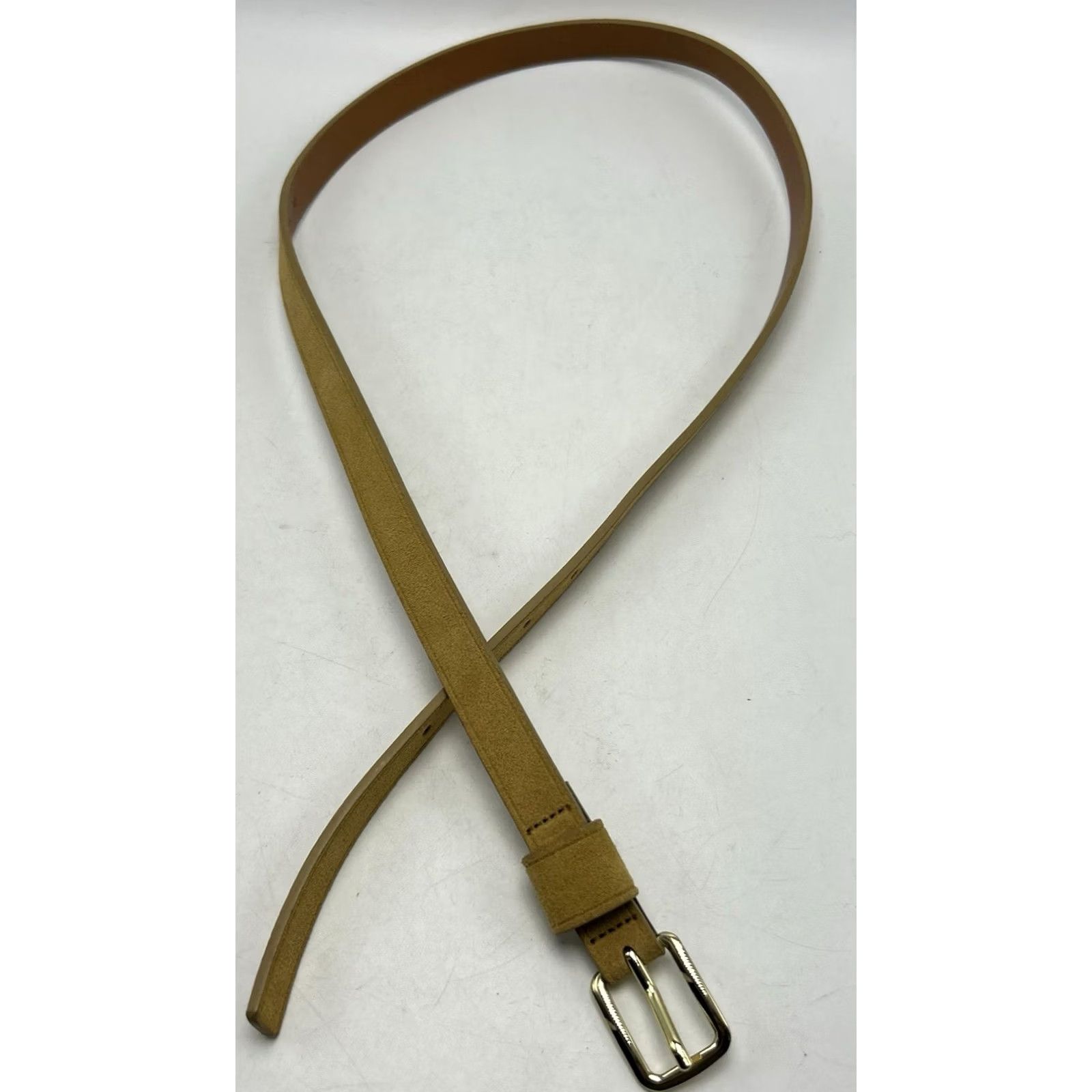 Banana Republic Banana Republic Belt Women M Beige Skinny Suede Leather Cow Buckle Regular 3/4" Width Size ONE SIZE - 3 Thumbnail