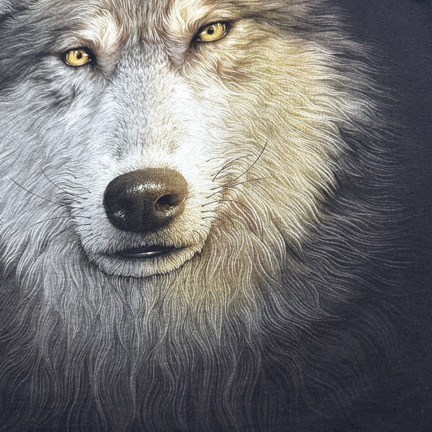 Vintage Rock Chang Shirt Mens Medium Black High Definition All Over Wolf Print T-Shirt Short Sleeve Crew Neck Graphic Print 90s Animals Nature Outdoor Mens Size US M / EU 48-50 / 2 - 2 Thumbnail