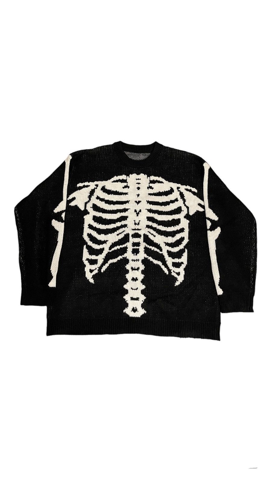 image of Playboi Carti Black Skeleton Knitted Sweater, Men's (Size Large)
