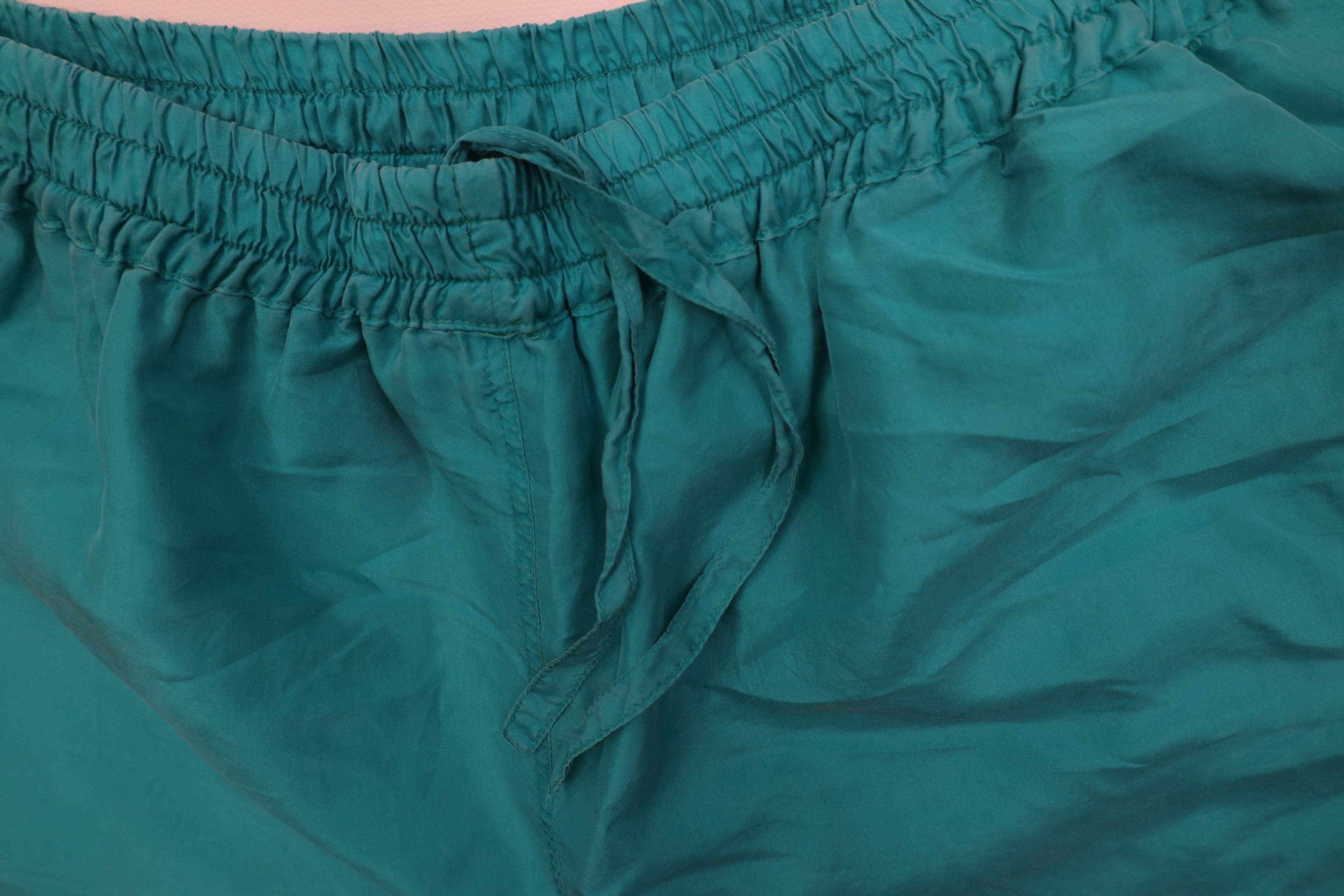 Vintage Vintage 90s Streetwear Blank Silk Pants Sweatpants Teal Size 28" / US 6 / IT 42 - 8 Thumbnail