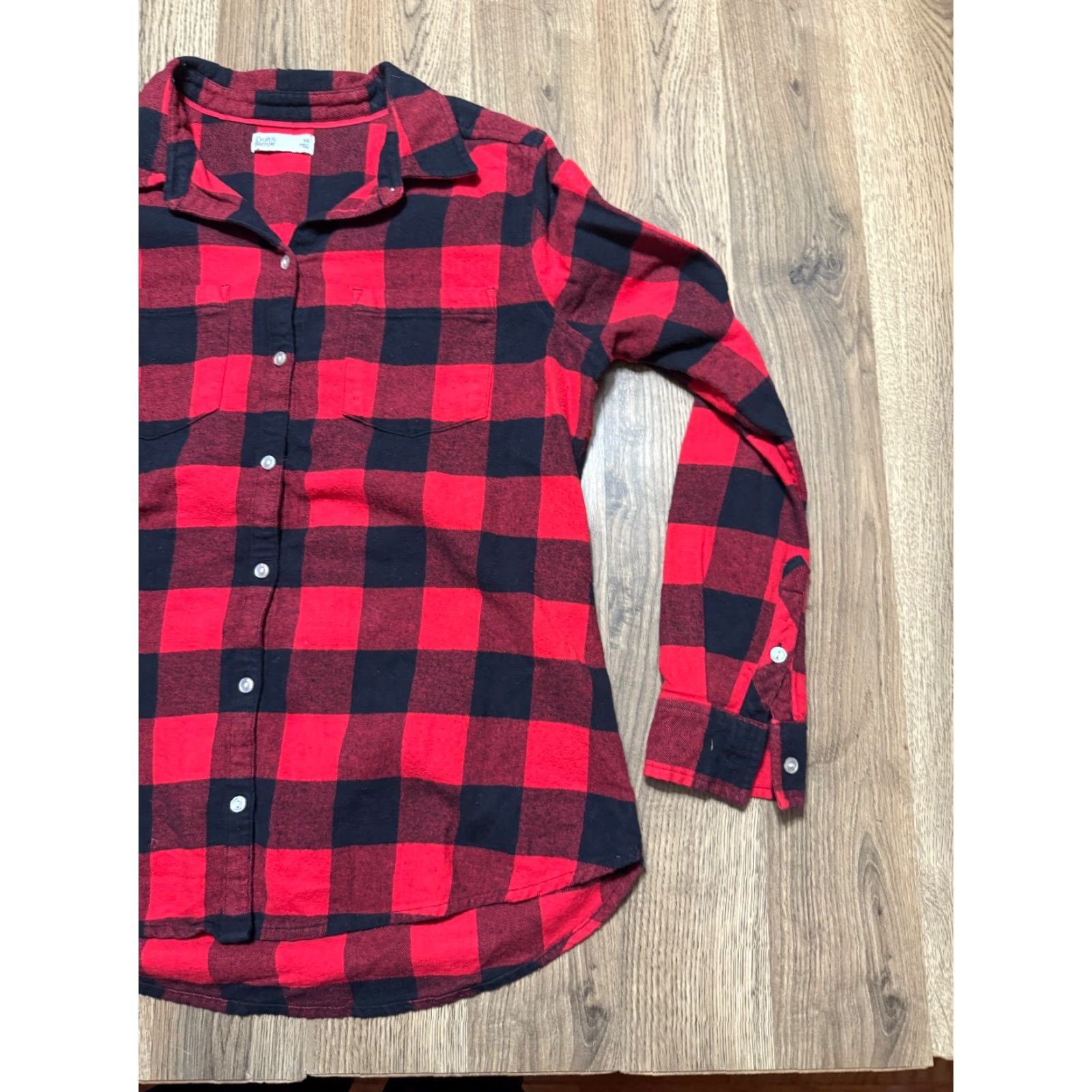 Croft & Barrow Croft & Barrow Shirt Women's XS Red Black Plaid Long Sleeve Button Up Size XS / US 0-2 / IT 36-38 - 4 Thumbnail