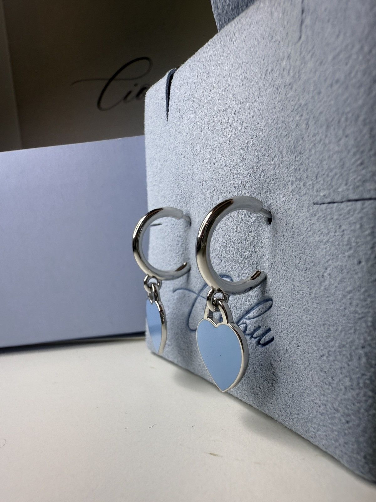 Vintage Vintage Enamel Blue heart earrings Size ONE SIZE - 2 Thumbnail