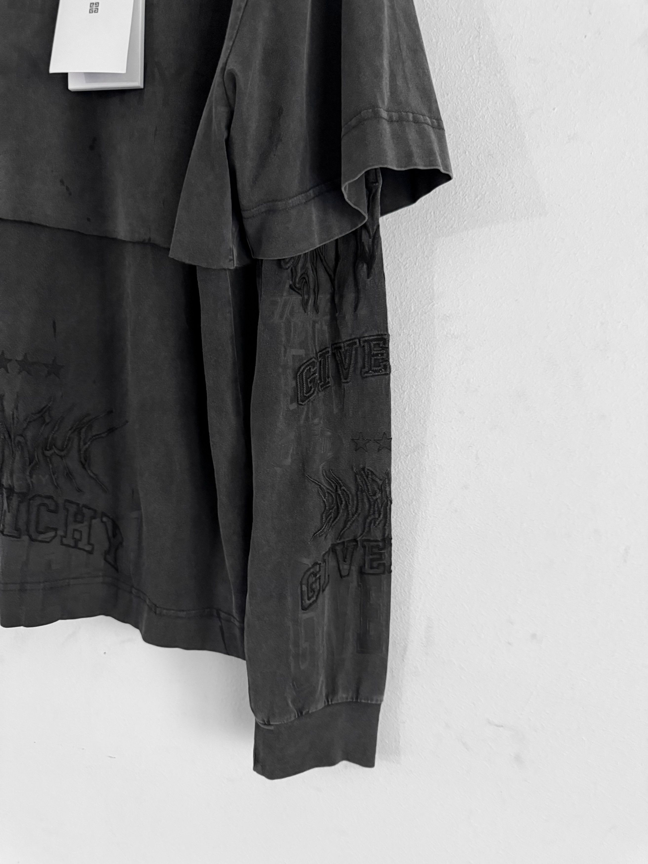 Givenchy Double Layer Embroidered Long Sleeve Tee Shirt Black Size US XL / EU 56 / 4 - 9 Thumbnail