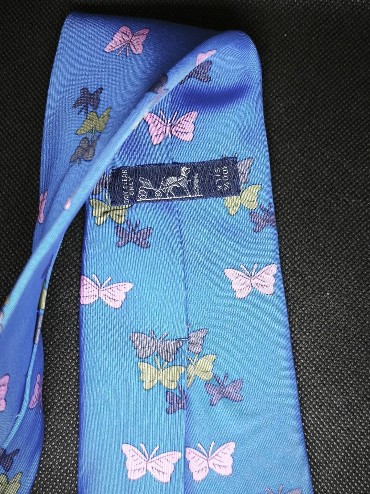 Hermes Hermès Blue Novelty Butterflies Tie Woven 7133 FA France Size ONE SIZE - 2 Thumbnail