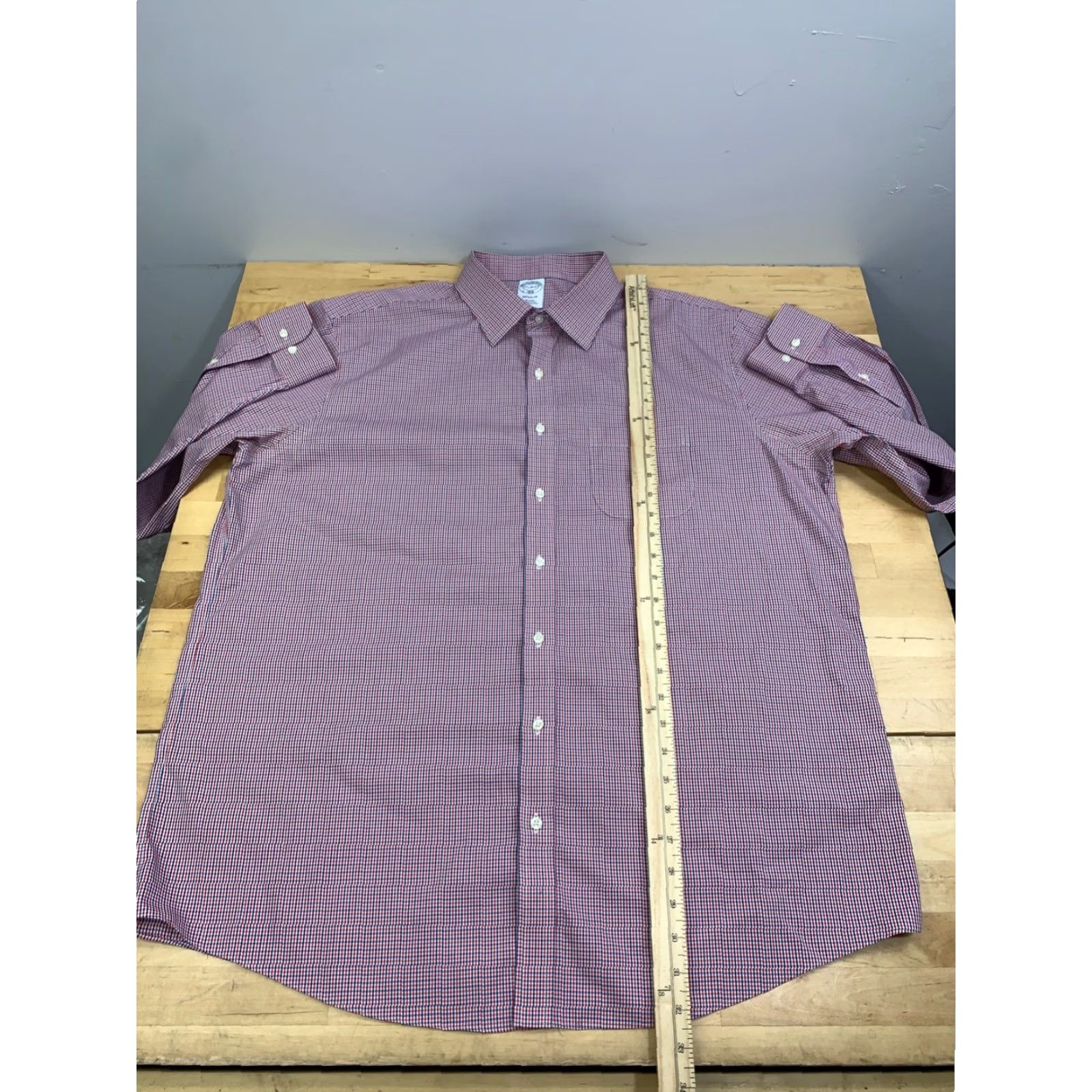 Brooks Brothers Brooks Brothers Dress Shirt Men 17.5 Regular Check Red 36/37 Long Sleeve Barrel Cuff Button Collar 12915 Size US XXL / EU 58 / 5 - 5 Thumbnail