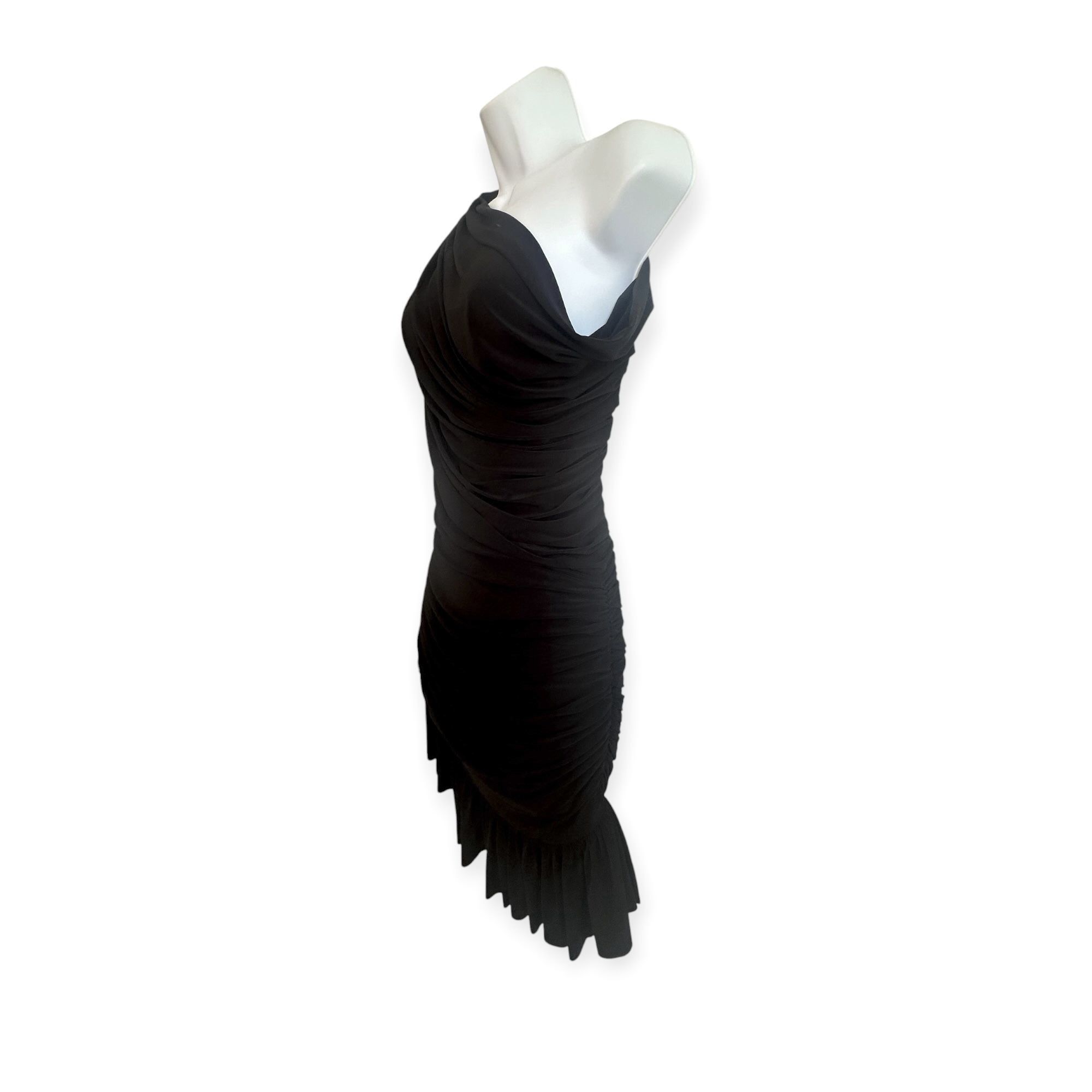 Norma Kamali Norma Kamali One Shoulder Peasant Mini Dress, Black, Size Size S / US 4 / IT 40 - 3 Thumbnail