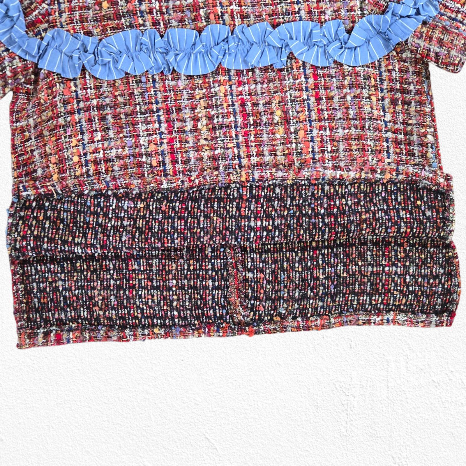 Zara Zara Multicolor Tweed Blue Ruffle Trim Blouse Size Small Size S / US 4 / IT 40 - 5 Thumbnail
