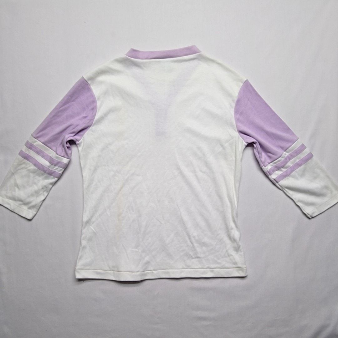 Vintage Vintage Le Riche Henley Shirt Purple White 3/4 Sleeve S 80s Size S / US 4 / IT 40 - 9 Thumbnail