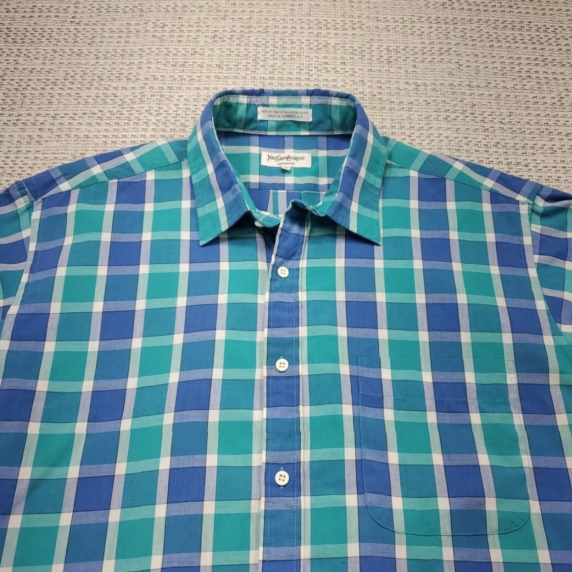 Yves Saint Laurent VINTAGE Yves Saint Laurent Shirt Mens L Long Sleeve Plaid Casual Shirt Size US L / EU 52-54 / 3 - 4 Thumbnail