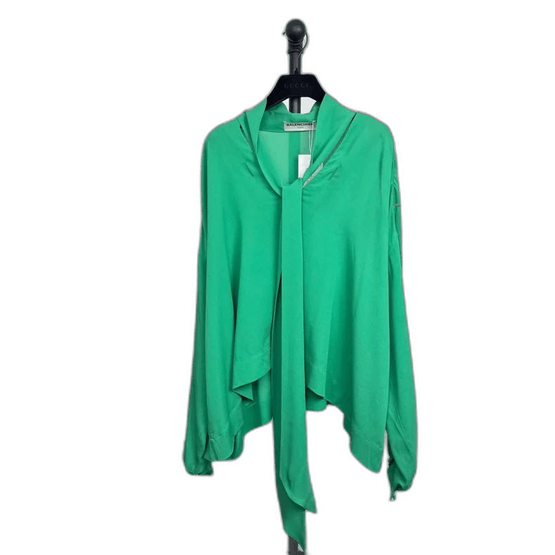 Balenciaga Balenciaga Silk Shirt Green Elegant Style-yf Size US S / EU 44-46 / 1 - 1 Thumbnail