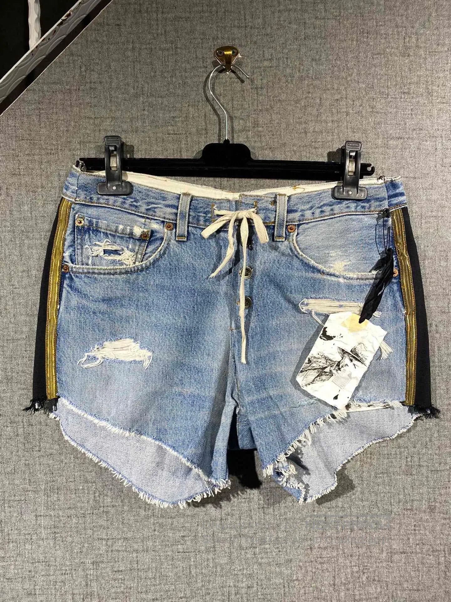 Greg Lauren greg lauren blue denim shorts for women. Size 22" - 1 Thumbnail