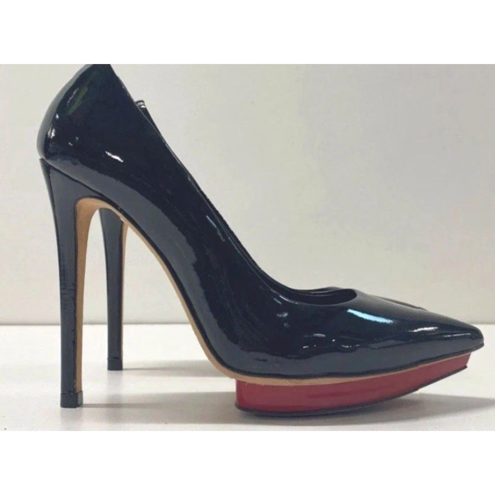 Alice + Olivia Women Alice & Olivia Platform Heel Leather Black RedBottom Size6 EU36 Size US 6 / IT 36 - 2 Thumbnail