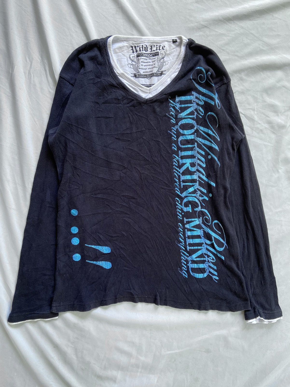 image of If Six Was Nine x Le Grande Bleu L G B The Wind Is Blow Inquiring Mind Double Layer Long Sleeve in 