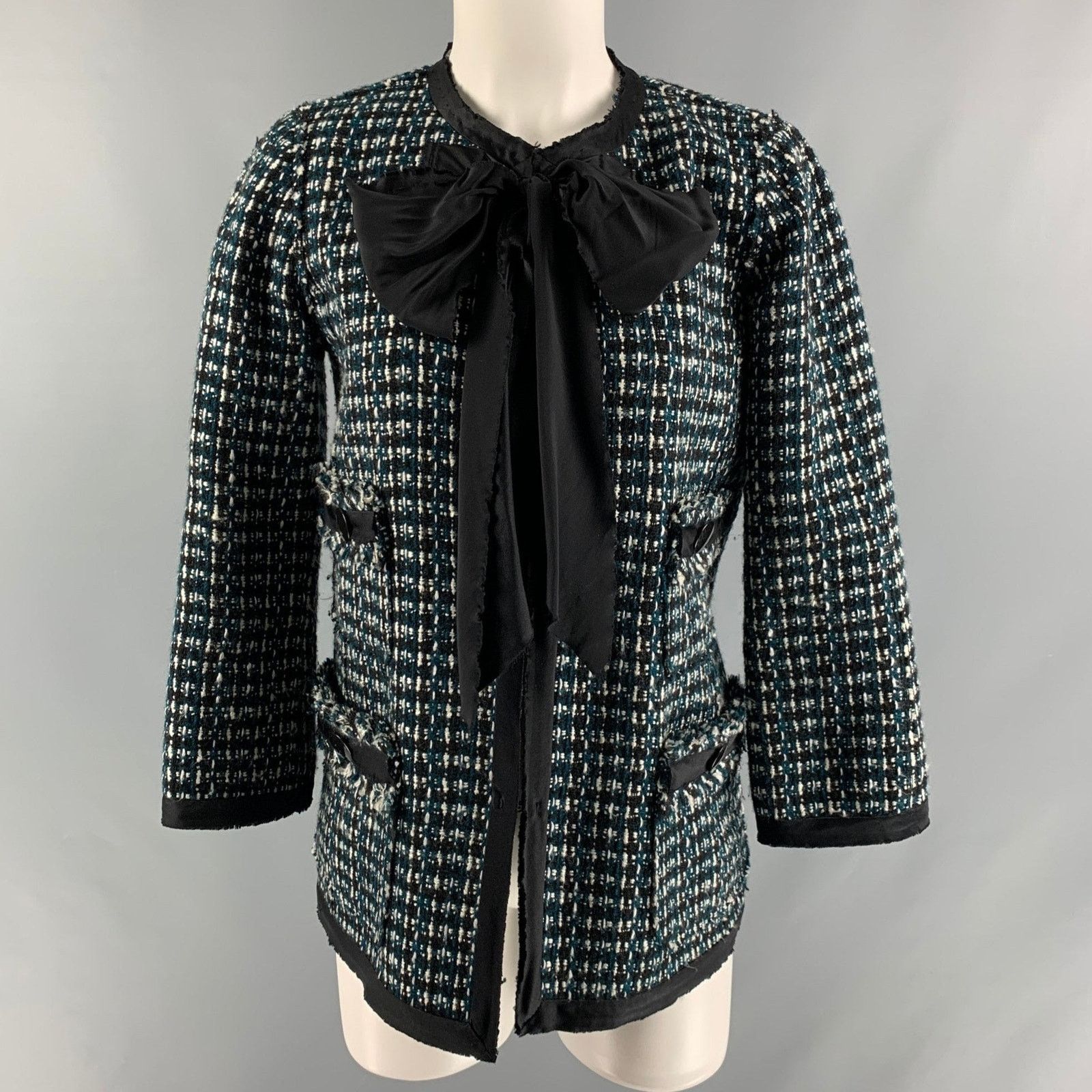 Marc Jacobs Size 2 Green Black White Boucle Textured Jacket Blazer Size XS / US 0-2 / IT 36-38 - 1 Thumbnail