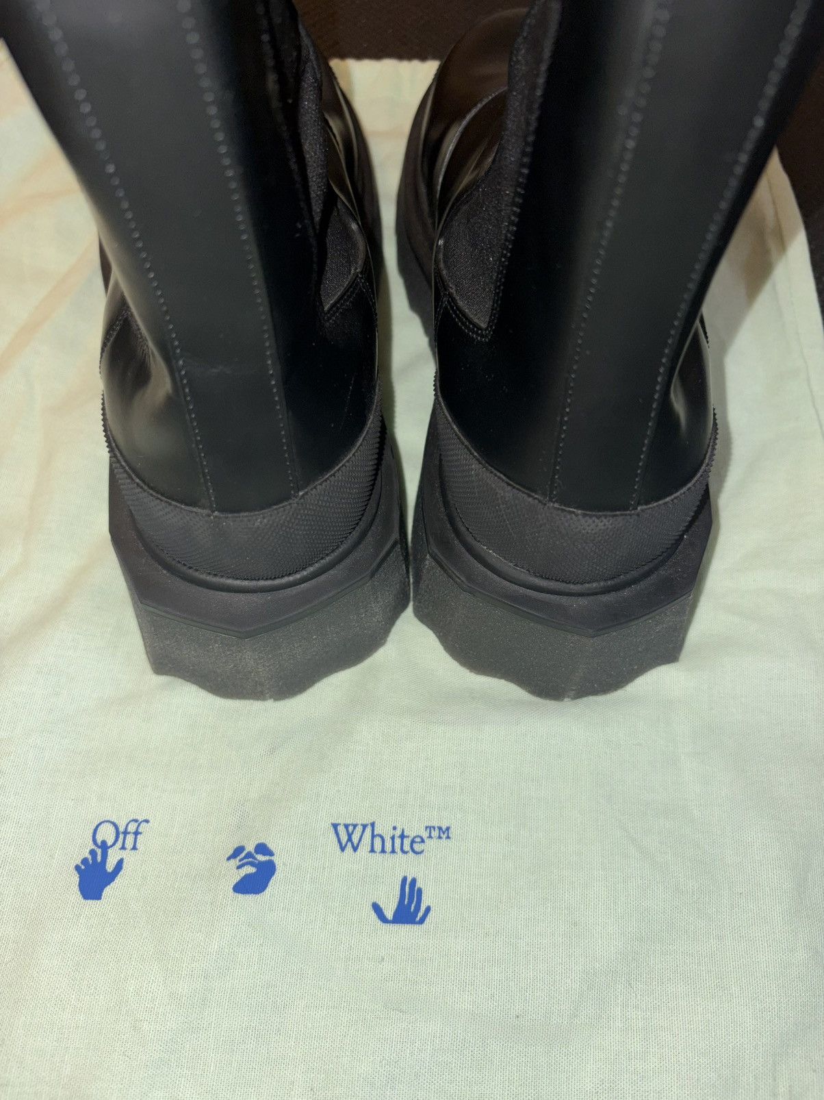 Off-White Off-White Black Leather Chelsea Boots Tab Mid-Calf EU 38 Size US 8 / IT 38 - 3 Thumbnail