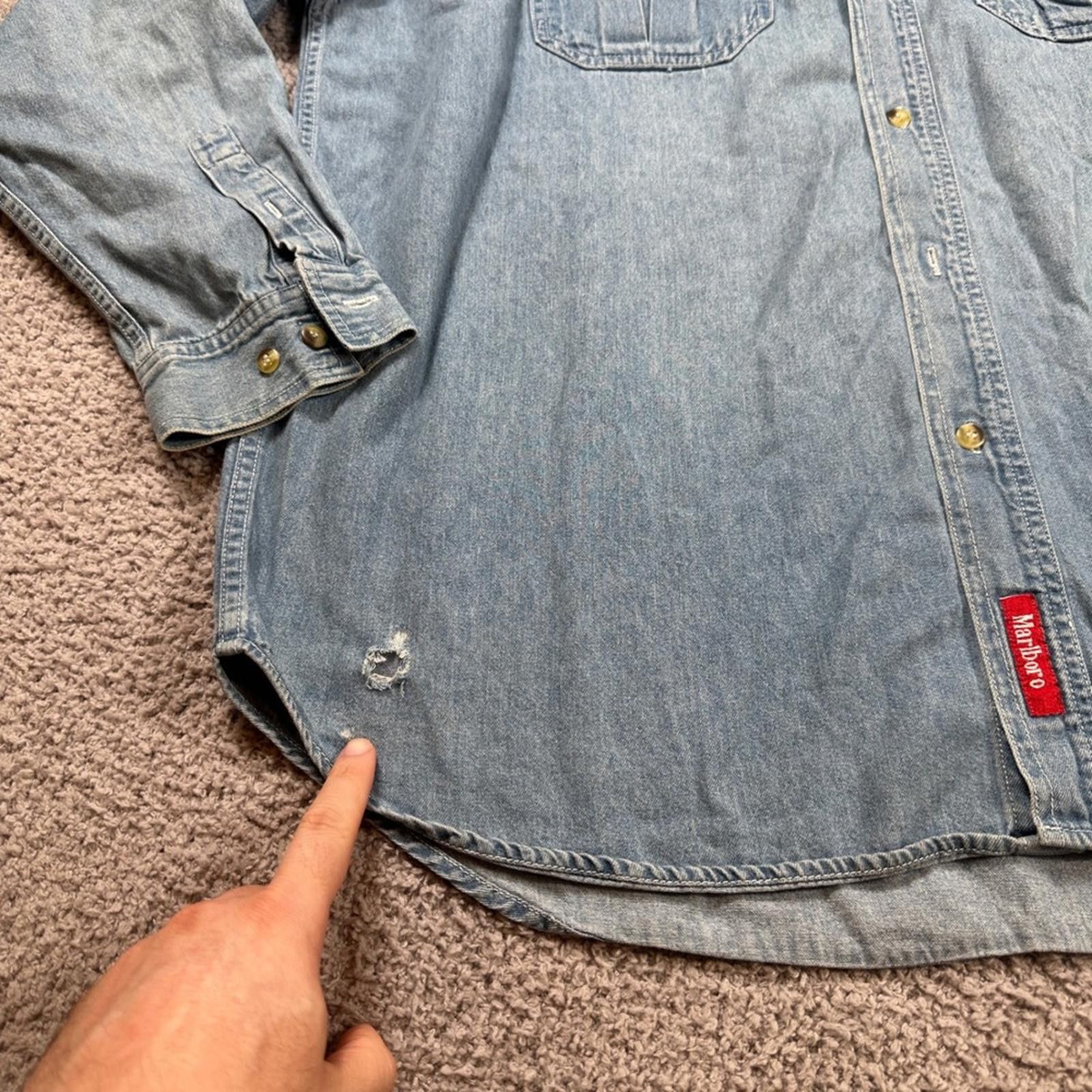 Other Vintage Marlboro Country Store Denim Shirt Long Sleeve MenXL Size US XL / EU 56 / 4 - 6 Thumbnail