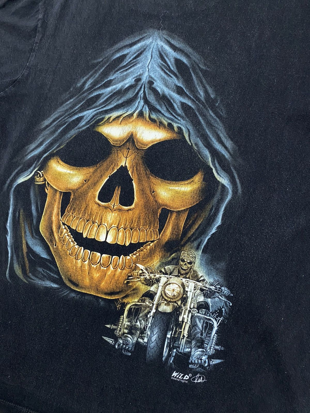 Other Vintage WILD Biker skull Harley Davidson style Tshirt Size US L / EU 52-54 / 3 - 9 Thumbnail