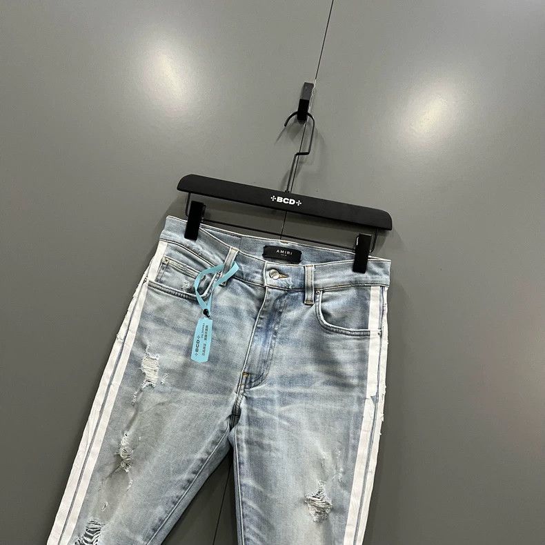Amiri Amiri Distressed effect side-striped denim pants Size US 30 / EU 46 - 2 Thumbnail