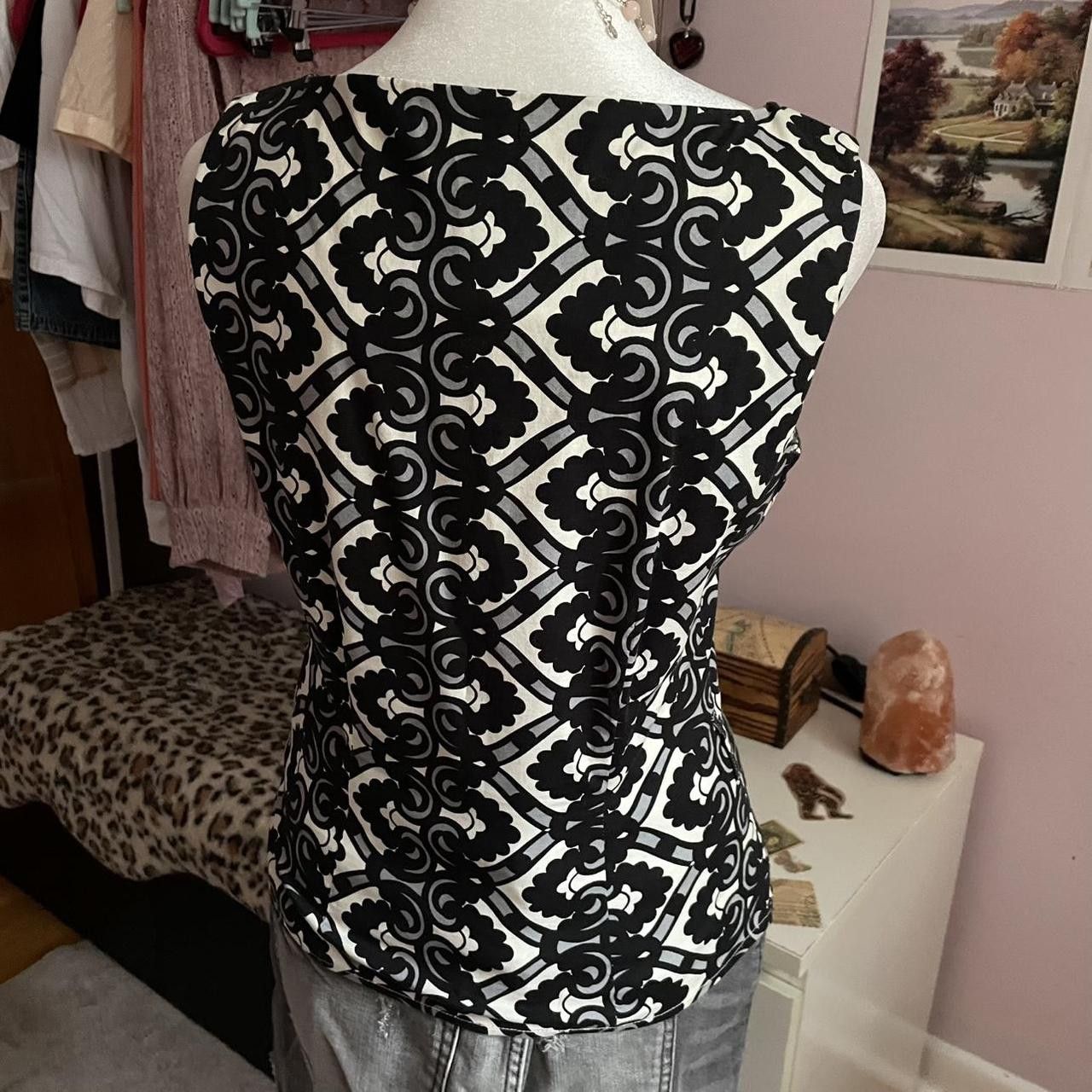 H&M 2000s Black and White Geometric Sleeveless Top Size M / US 6-8 / IT 42-44 - 3 Thumbnail