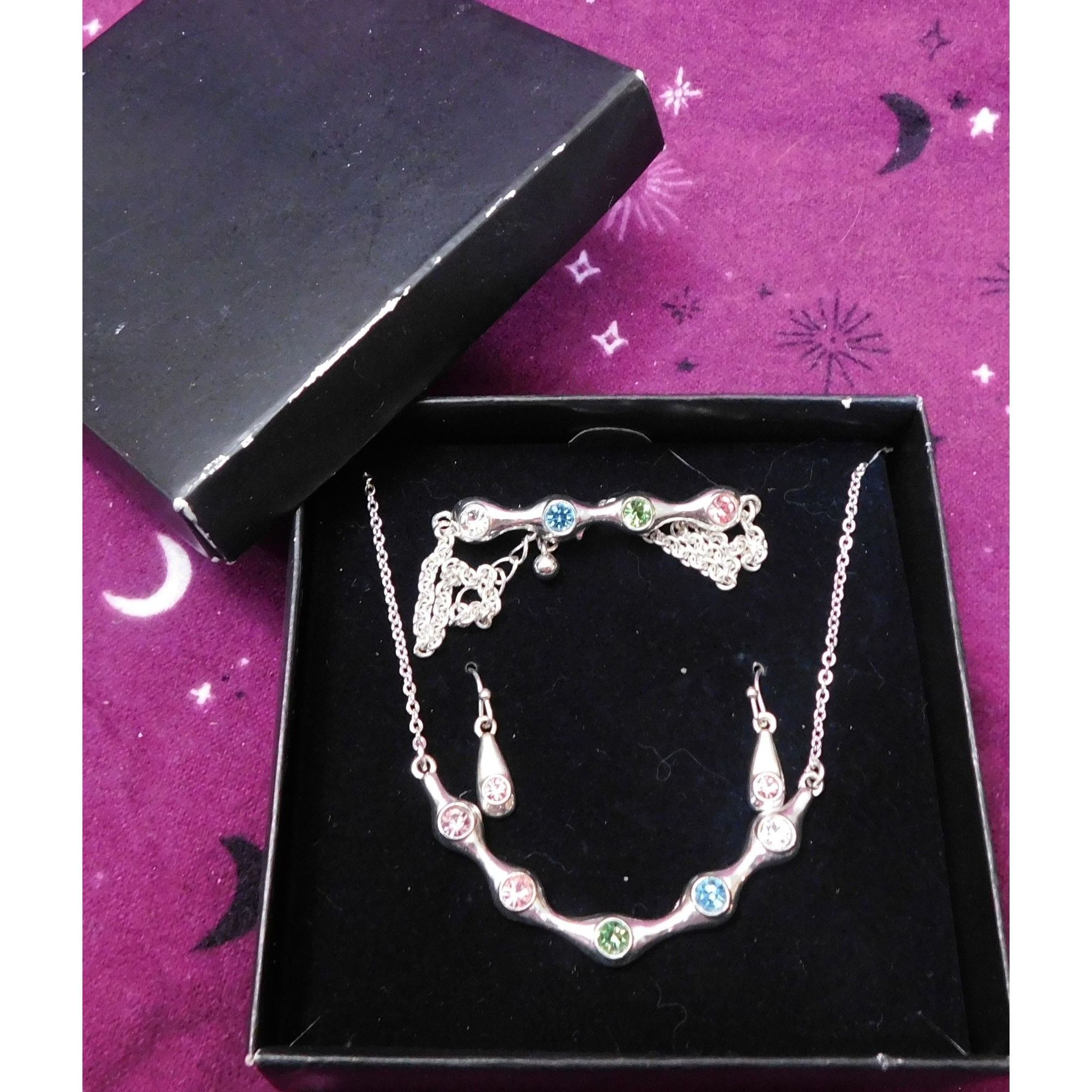 Other Rainbow Rhinestone Demi Parure (Necklace, Bracelet, Earrings Size ONE SIZE - 3 Thumbnail