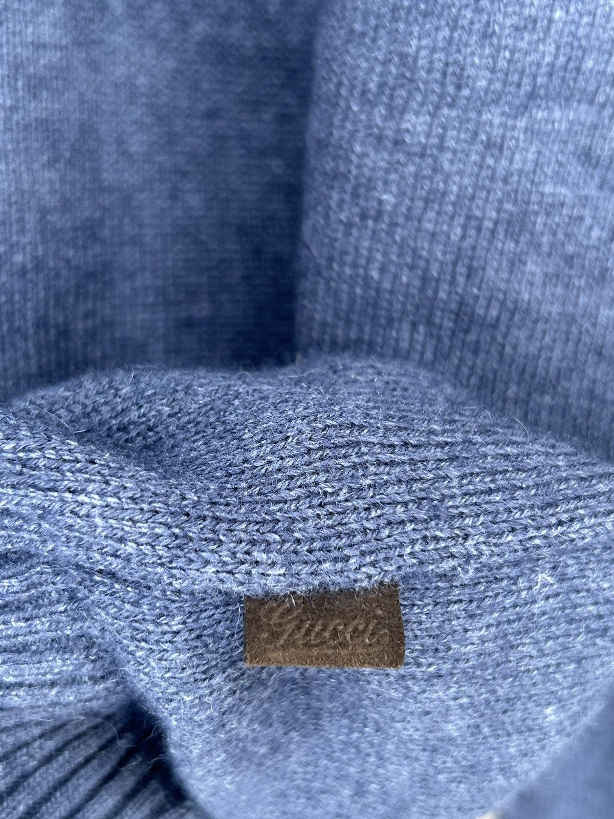 Gucci Gucci Alpaca Silk Navy Blue Calfskin Patch Knit Sweater Size US XL / EU 56 / 4 - 8 Thumbnail