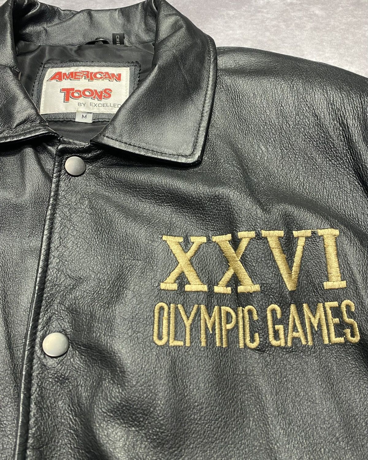 Vintage 1996 Vintage American Toons Atlanta Olympics Leather Jacket Size US L / EU 52-54 / 3 - 2 Thumbnail