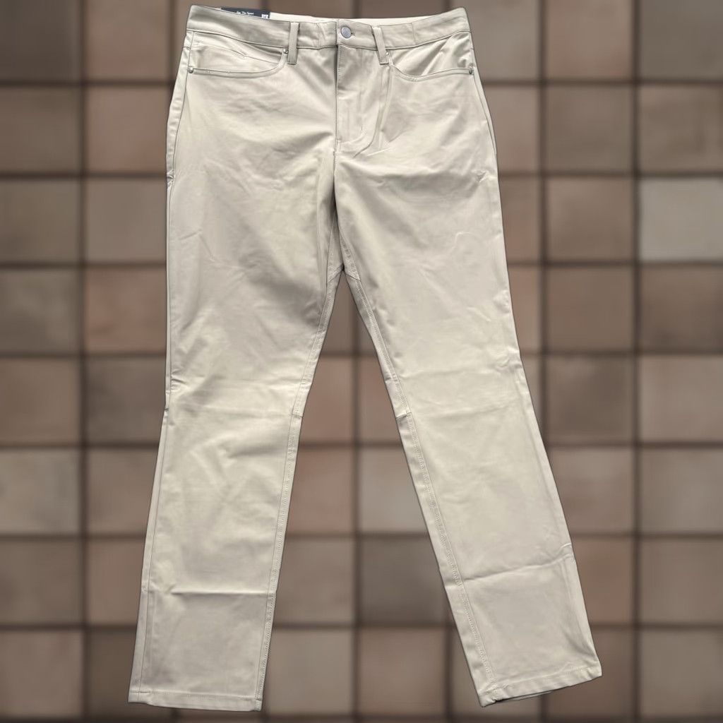 Cuts Cuts Mens 5-Pocket Chino Pants Slim Versaknit 33x32 Beige AU 5-Pocket Zipper Button Logo Flat Front Tapered Casual Business Size US 33 - 1 Thumbnail