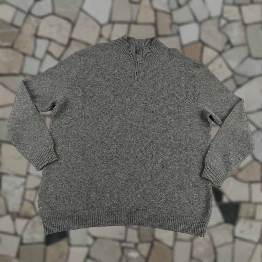 Ralph Lauren Vintage Ralph Lauren Men Sweater 2XL Tall Knit Pullover 1/4 Zip Gray Wool Preppy 90s Size US XXL / EU 58 / 5 - 1 Thumbnail